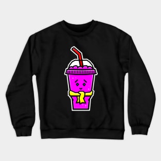 Cute and Cold Ice Slushie in Pink Strawberry Flavour with a Scarf - Pink Slushy Crewneck Sweatshirt